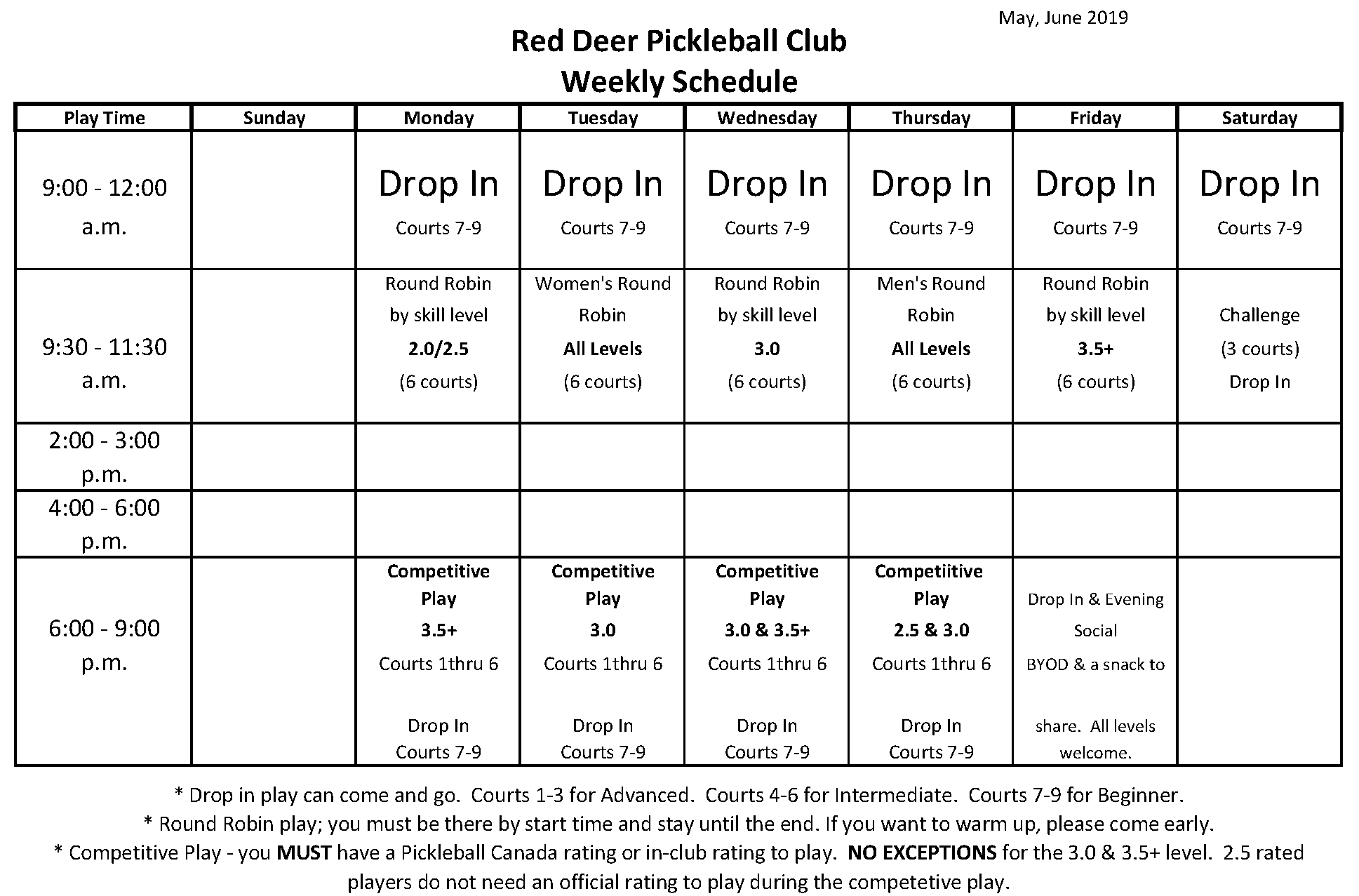 Outdoor Play Red Deer Pickleball Club