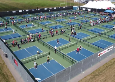 outdoor pickleball courts - aerial view of the courts