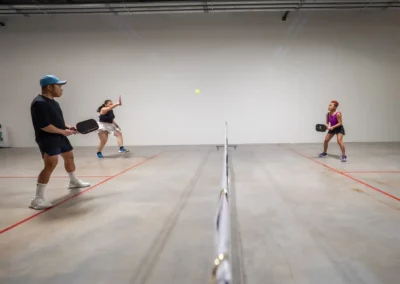 bower place indoor pickleball courts - 3 people playing